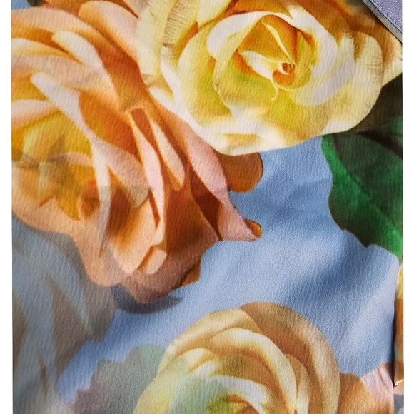 Chi Chi London Blue Floral Print Ruffle Pleated Midi Dress Size 16 - Picture 8 of 10